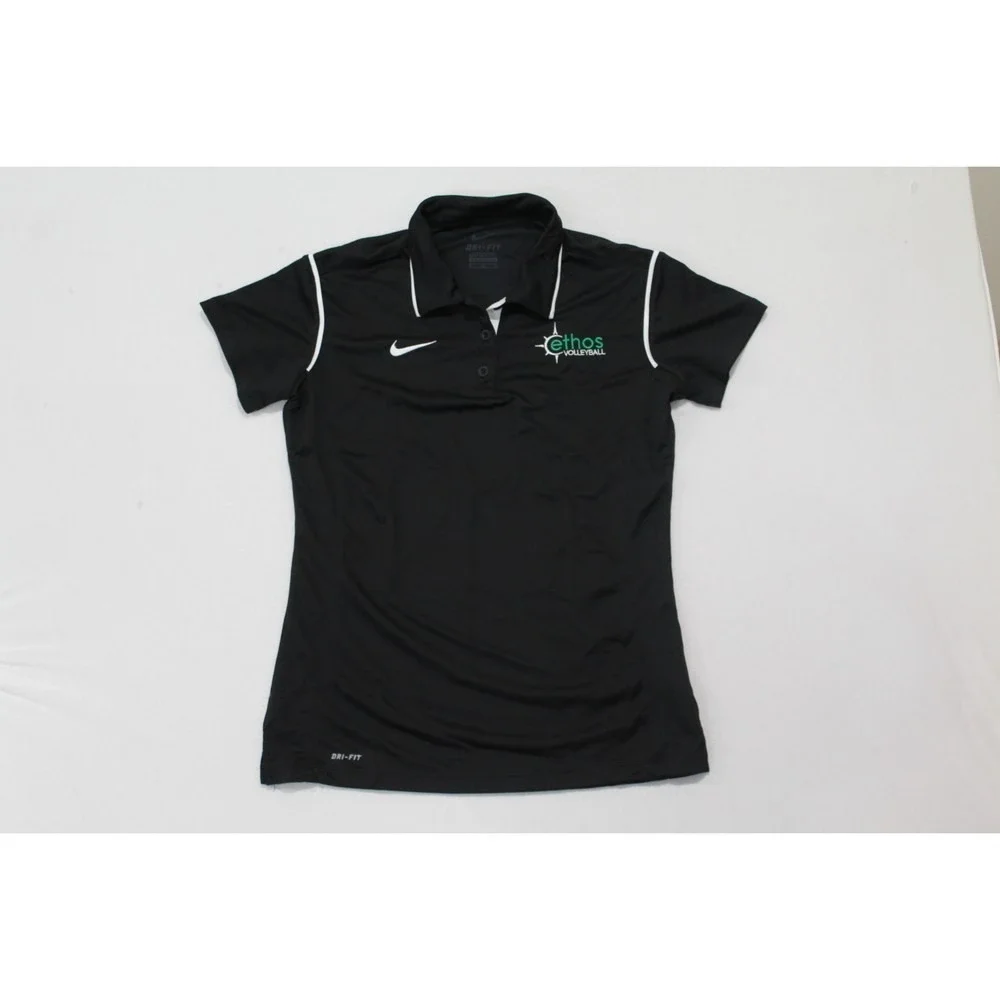 Nike Women Black Polo Shirt Dri Fit Golf Casual Size Medium